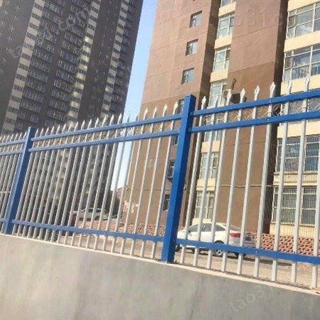三横杆锌钢护栏蓝白相间锌钢护栏厂区围墙护栏院墙围栏定制