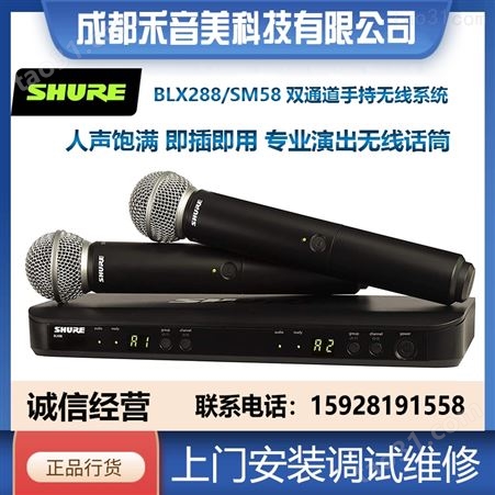 SHURE BLX288/SM58 双通道手持无线系统舞台演出直播K歌专业话筒